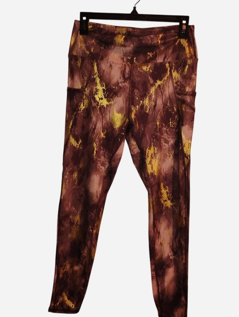 Tahari Sport Gold Foil Marble Leggings Size Medium